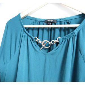 GEORGE Turquoise gold hardware Blouse sz L